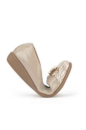 Ziya, Kadın Hakiki Deri Babet 1531050Z26142208K Vizon