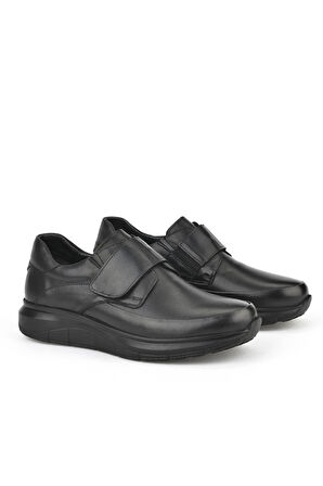 Ziya, Erkek Hakiki Deri Konfor Ayakkabı 153123Z19003 Siyah