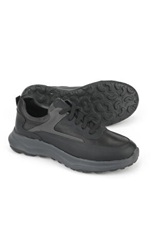 Ziya, Erkek Hakiki Deri Sneaker 153983Z907 Siyah