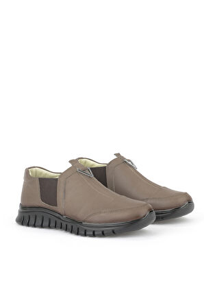 Ziya, Kadın Hakiki Deri Konfor Ayakkabı 15355Z2888 Koyu Vizon