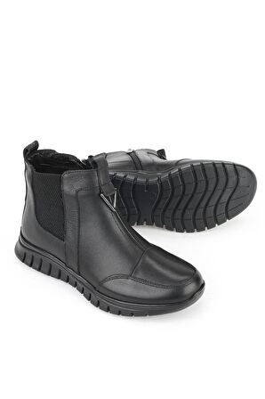 Ziya, Kadın Hakiki Deri Konfor Bot 15355Z1458 Siyah