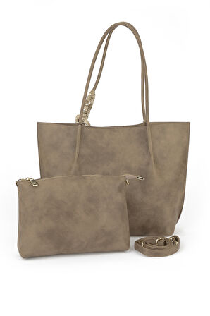 Ziya, Kadın Hakiki Deri Omuz ve El Çantası 153979Z30932 Vizon