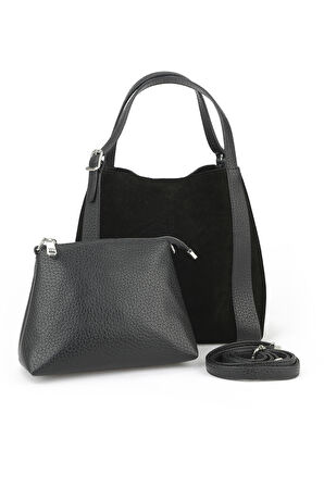 Ziya, Kadın Hakiki Deri Omuz ve El Çantası 153979Z5012 Siyah
