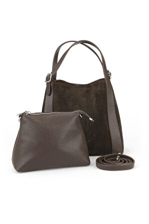 Ziya, Kadın Hakiki Deri Omuz ve El Çantası 153979Z5012 Kahve