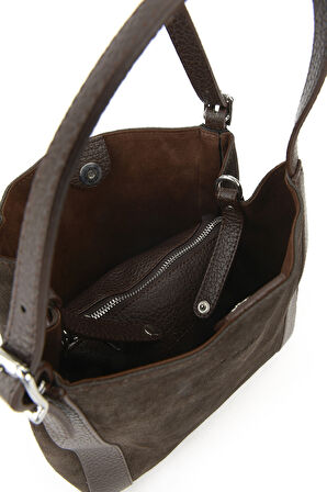 Ziya, Kadın Hakiki Deri Omuz ve El Çantası 153979Z5012 Kahve