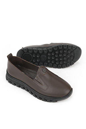 Ziya, Kadın Hakiki Deri Konfor Ayakkabı 153387Z02025 Kahve