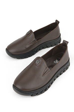 Ziya, Kadın Hakiki Deri Konfor Ayakkabı 153387Z02025 Kahve