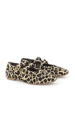 Ziya, Kadın Hakiki Deri Babet 153111Z40831 Bej-Leopar