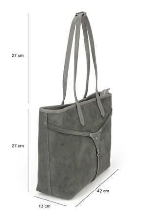 Ziya, Kadın Hakiki Deri Omuz ve El Çantası 153979Z5018 Gri