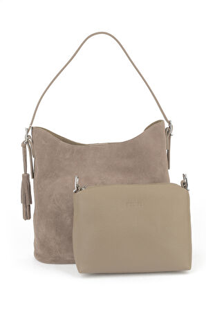 Ziya, Kadın Hakiki Deri Omuz ve El Çantası 153979Z5016 Kum