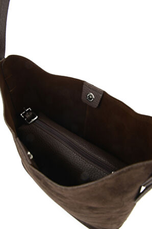 Ziya, Kadın Hakiki Deri Omuz ve El Çantası 153979Z5016 Kahve