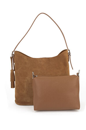 Ziya, Kadın Hakiki Deri Omuz ve El Çantası 153979Z5016 Taba