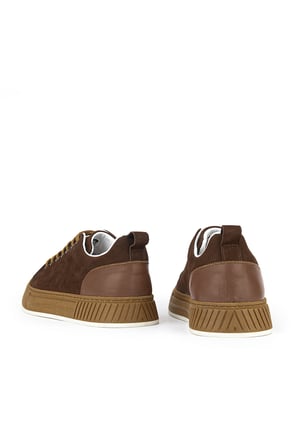Ziya, Erkek Hakiki Deri Günlük Sneaker 161983Z8702 Kahve