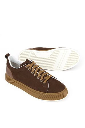 Ziya, Erkek Hakiki Deri Günlük Sneaker 161983Z8702 Kahve