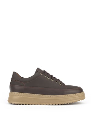 Ziya, Erkek Hakiki Deri Günlük Sneaker 161983Z4022 Kahve