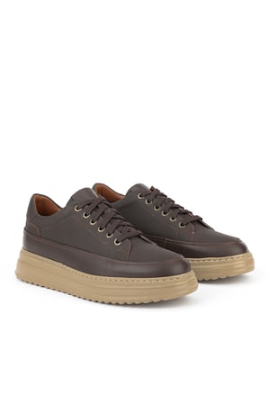 Ziya, Erkek Hakiki Deri Günlük Sneaker 161983Z4022 Kahve