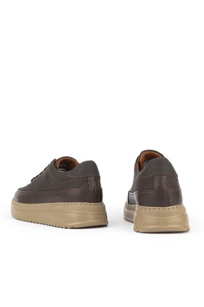 Ziya, Erkek Hakiki Deri Günlük Sneaker 161983Z4022 Kahve