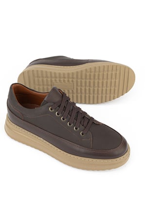 Ziya, Erkek Hakiki Deri Günlük Sneaker 161983Z4022 Kahve