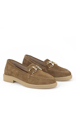 Ziya, Kadın Hakiki Deri Loafer Ayakkabı 161359Z706 Caramel