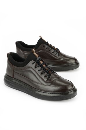 Ziya, Erkek Hakiki Deri Sneaker 161423Z88 Kahve