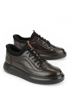 Ziya, Erkek Hakiki Deri Sneaker 161423Z88 Kahve