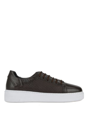 Ziya, Erkek Hakiki Deri Sneaker 161423Z515 Kahve