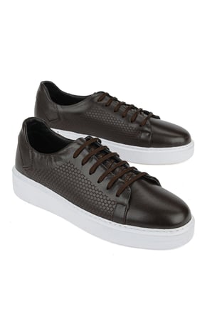 Ziya, Erkek Hakiki Deri Sneaker 161423Z515 Kahve