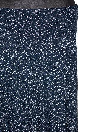 Barem Kadın Arzu Korsajlı 6 Parçalı Desenli Penye Lacivert Etek D58