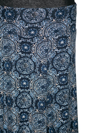 Barem Kadın Arzu Korsajlı 6 Parçalı Desenli Penye Lacivert Etek D60