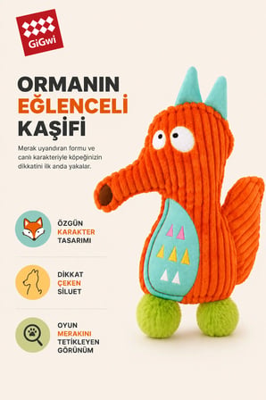Jungle Explorers Serisi Sesli Kurt Peluş Köpek Oyuncağı - Küçük & Orta Irk - Köpeklerin Görebildiği Renklerle Tasarlandı