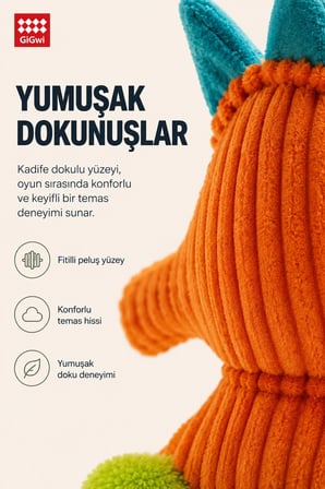 Jungle Explorers Serisi Sesli Kurt Peluş Köpek Oyuncağı - Küçük & Orta Irk - Köpeklerin Görebildiği Renklerle Tasarlandı
