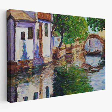 Yağlıboya Kanal Manzarası Dekoratif Kanvas Duvar Tablosu-3765