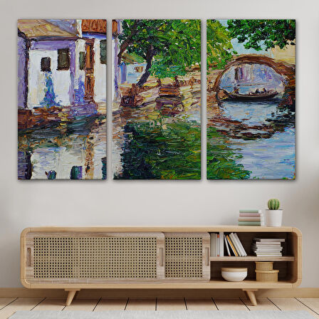 Yağlıboya Kanal Manzarası Dekoratif Kanvas Duvar Tablosu-3765