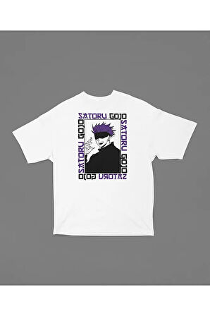Satoru Gojo Baskılı Unisex Tişört, Oversize Anime Karakter Tişört