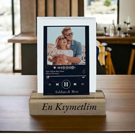 Kişiye Sevgiliye Özel Fotoğraflı, Sözlü ve Barkodlu Spotify Masaüstü Plak