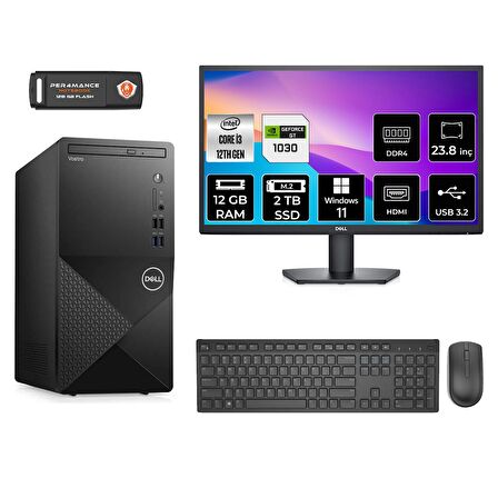 Dell Vostro 3910MT i3 12100 12GB 2TB SSD GT1030/4GB W11H N3563VDT3910 MASAÜSTÜ PC & 23.8" MONİTÖR