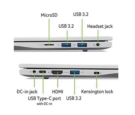 Acer Aspire Lite AL14-31P-C452 Intel N100 8 GB 256 GB SSD 14'' IPS WUXGA FreeDos Notebook NX.KS8EY.001