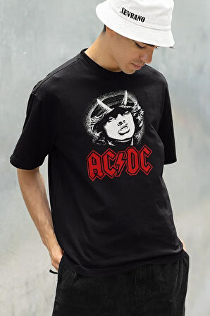 Tasarım AC DC Baskılı Unisex Oversize Müzik Grubu Tişört
