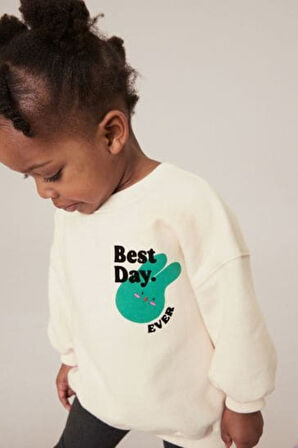 Next Baby Pamuklu Krem Çiçek Desenli Uzun Kollu Alt Üst Takım