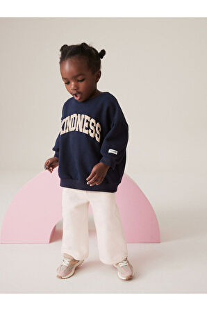 Next Baby Pamuklu Lacivert Baskılı Sweatshirt Jogger Alt Üst Takım