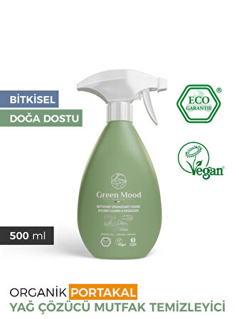 Bitkisel Vegan Yağ Çözücü Mutfak Temizleyici Sprey 500 ml Organik Portakal Yağlı