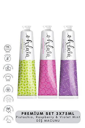  Pistachio, Raspberry & Violet Mint Premium Set  3 x 75 ml  Diş Macunu