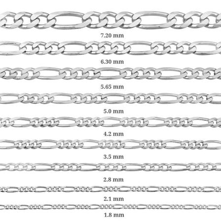 NazikEndam - İADESİZ - Sipariş Üzerine Üretim 1.8 mm Gümüş Figaro Zincir - 0.50 mikron