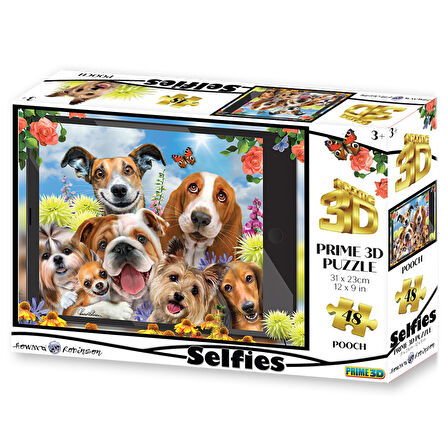 Prime 3D - Sevimli Köpekler Selfie 48 Parça Puzzle 20554