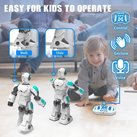 STEMTRON Programlanabilir Uzaktan Kumandalı Robot Ses kontrollü - Beyaz