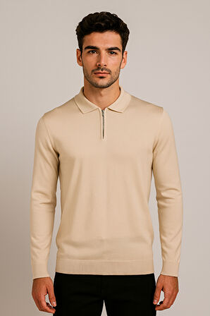 Erkek Triko Polo Yaka Bej 3773