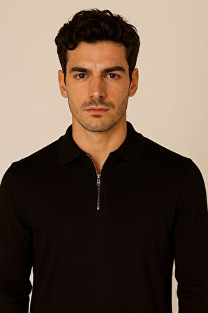 Erkek Triko Polo Yaka Siyah 3773