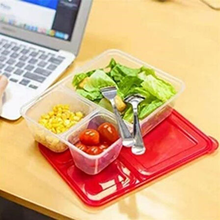 Bst® 3 Bölmeli Sefer Tası Pratik Kolay Gıda Diyet Saklama Erzak Kabı