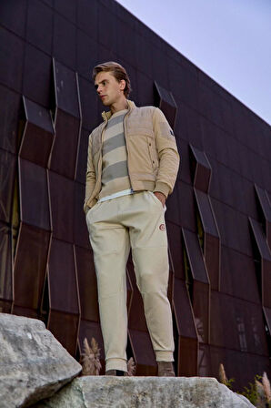 Erkek Bisiklet Yaka Triko %100 Pamuk Bej 3774 