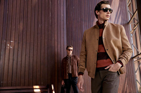 Erkek Bisiklet Yaka Triko %100 Pamuk Kahve 3774 